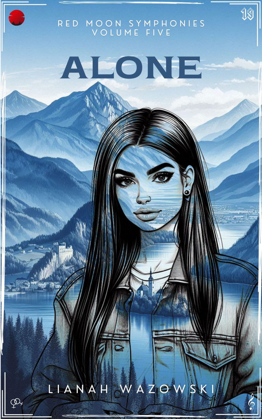 Cover of the book Alone by Lianah Wazowski, Volume Five in the Red Moon Symphonies, a sapphic mystery sci-fi series