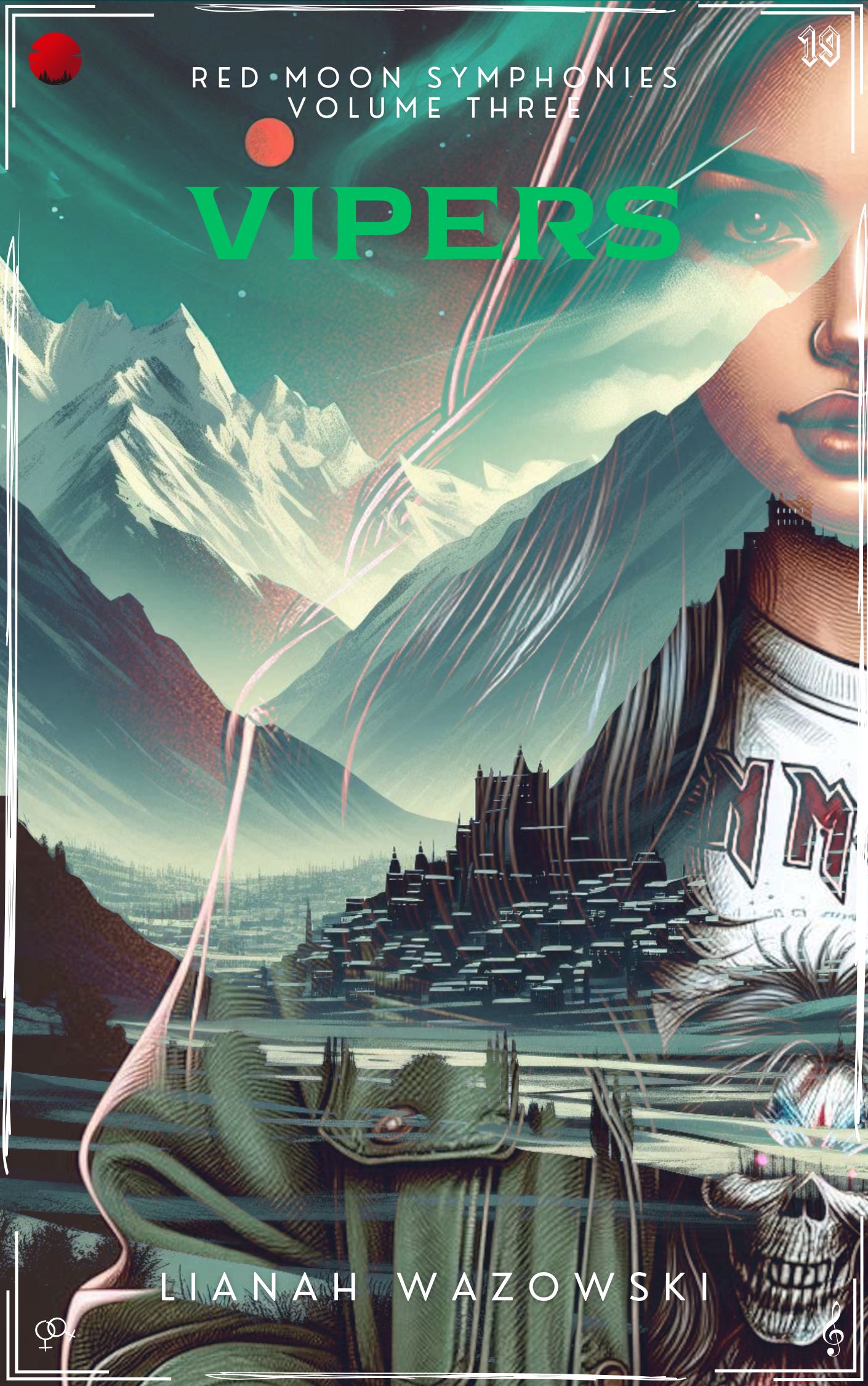 Cover of the book Vipers by Lianah Wazowski, Volume Three in the Red Moon Symphonies, a sapphic mystery sci-fi series