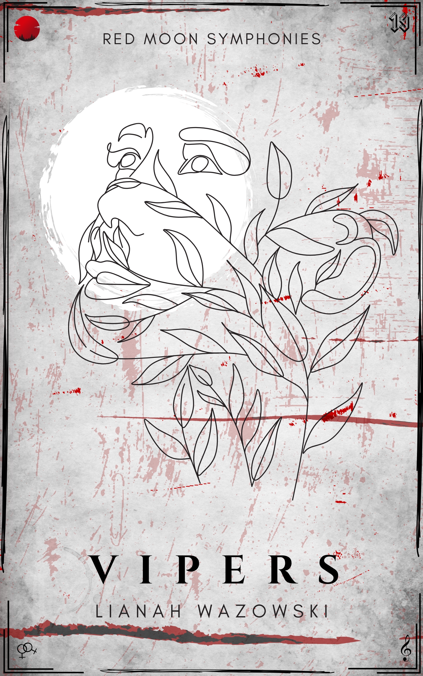 Cover of the book Vipers by Lianah Wazowski, from the Red Moon Symphonies, a sapphic mystery sci-fi series